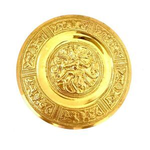 Vintage Indian Religious Natraja Designed Brass Wall Hanging Plate